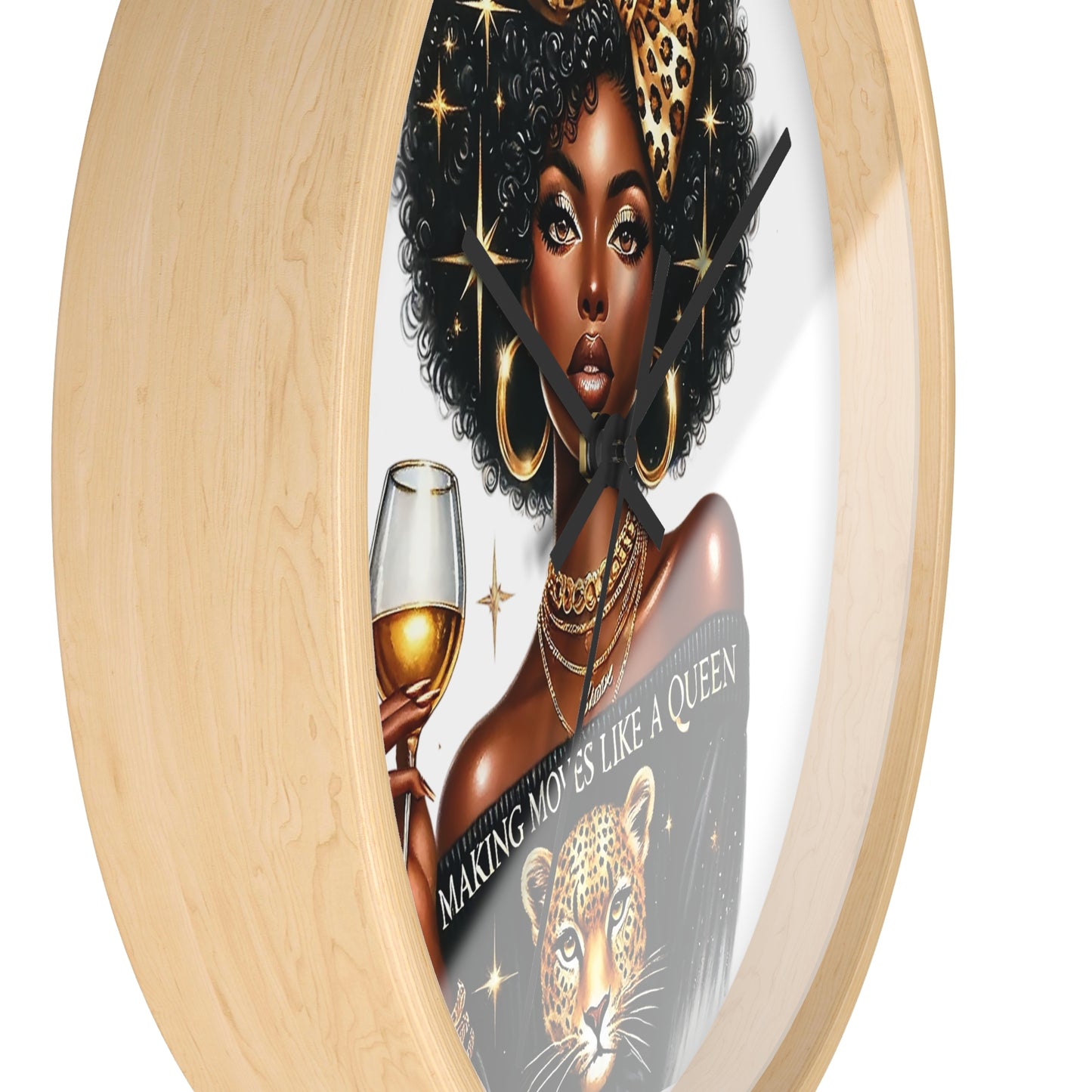 Elegant Queen Wall Clock | Making Moves Like A Queen | Chic Home Decor, African American Art, Gift for Her, Boho Wall Decor, Stylish