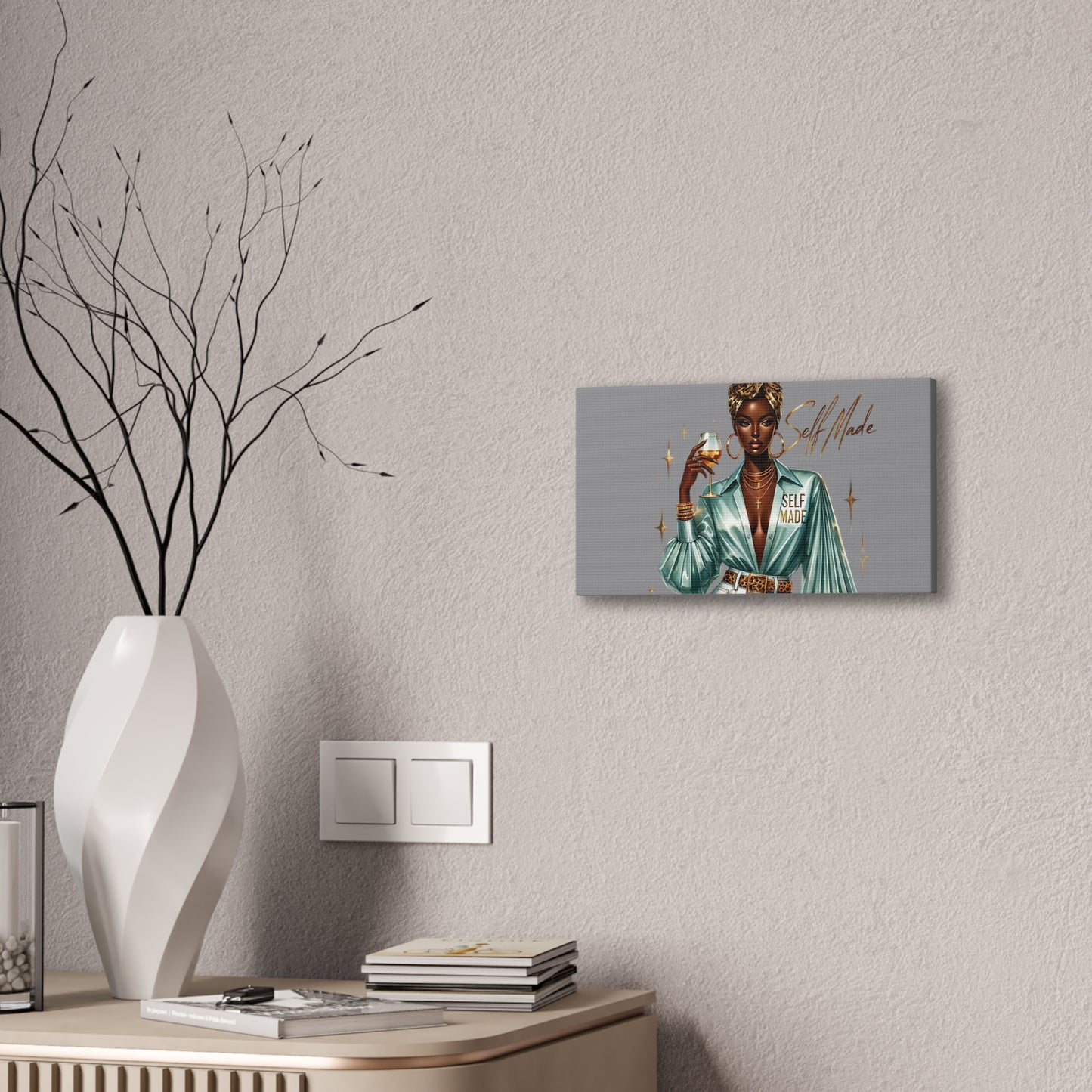 Stylish Canvas Art - Self Made Glam Decor, Wall Art, Inspirational Decor, Black Girl Magic, Unique Home Decor