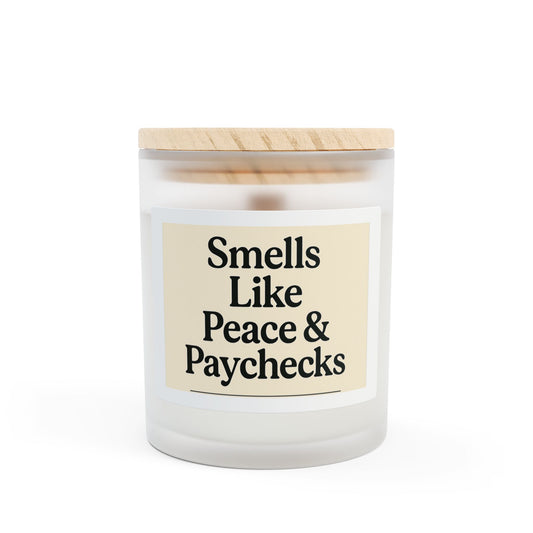 Aromatherapy Frosted Glass Candle, Relaxing Home Decor, Gift for Her, Birthday Candle, Self-Care Essential, Smells Like Peace & Paychecks