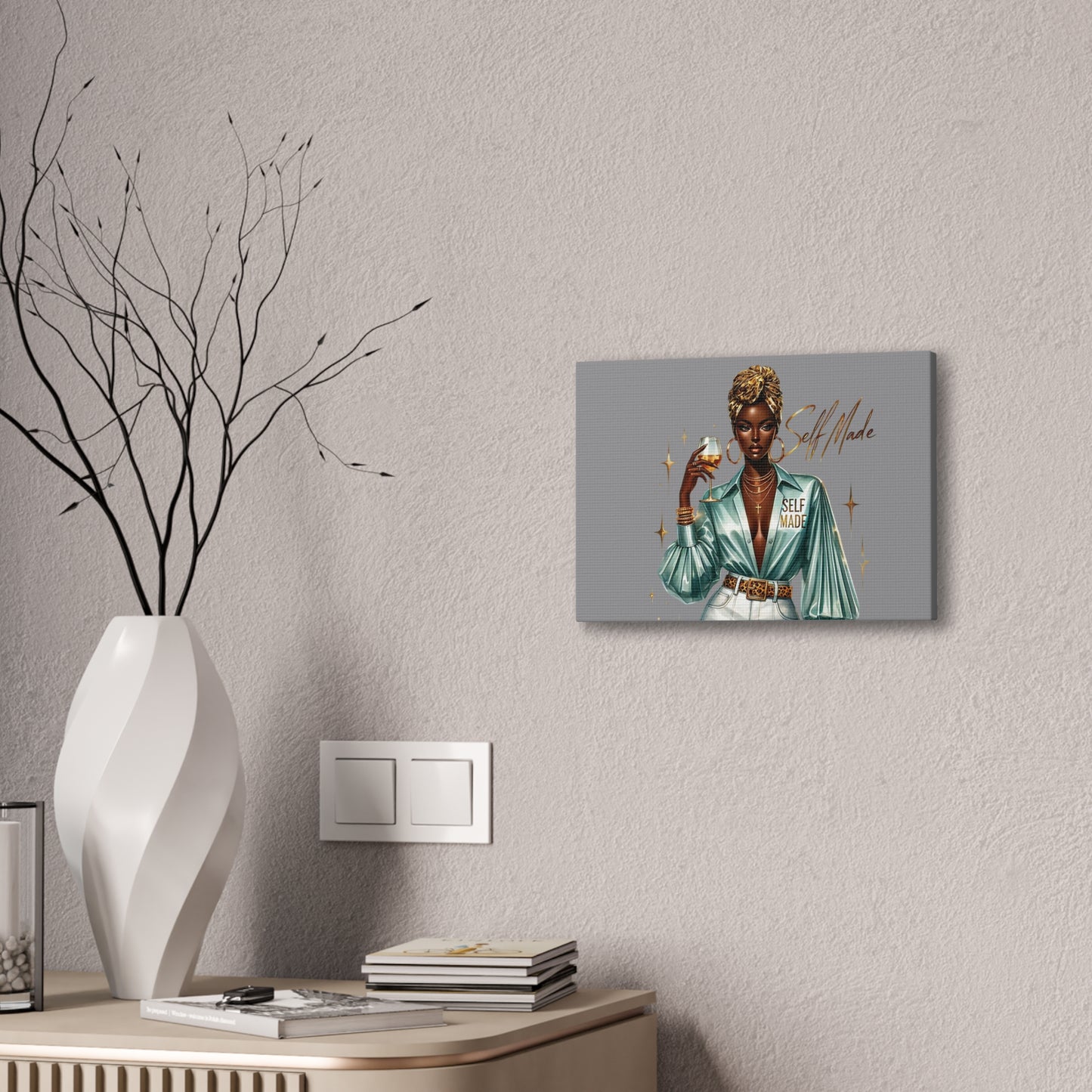 Stylish Canvas Art - Self Made Glam Decor, Wall Art, Inspirational Decor, Black Girl Magic, Unique Home Decor