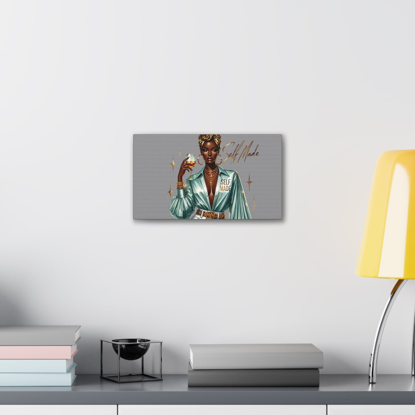 Stylish Canvas Art - Self Made Glam Decor, Wall Art, Inspirational Decor, Black Girl Magic, Unique Home Decor