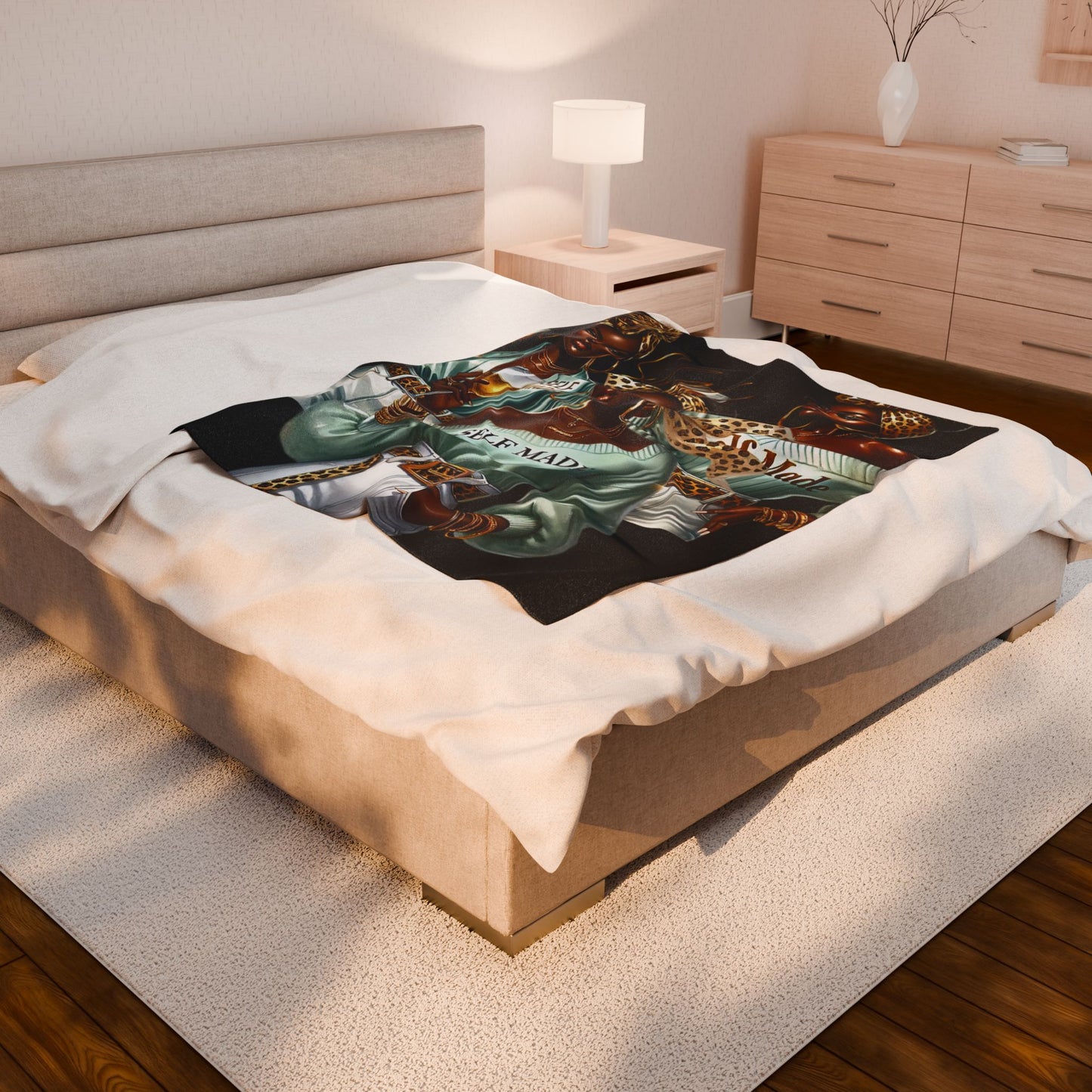 Chic Self-Made Velveteen Plush Blanket for Cozy Nights, Inspirational Decor, Gift for Her, Sofa Throw, Empowerment
