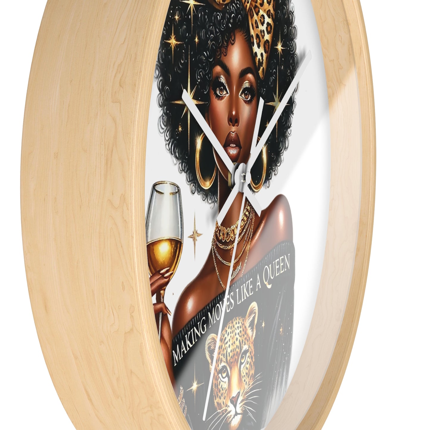 Elegant Queen Wall Clock | Making Moves Like A Queen | Chic Home Decor, African American Art, Gift for Her, Boho Wall Decor, Stylish