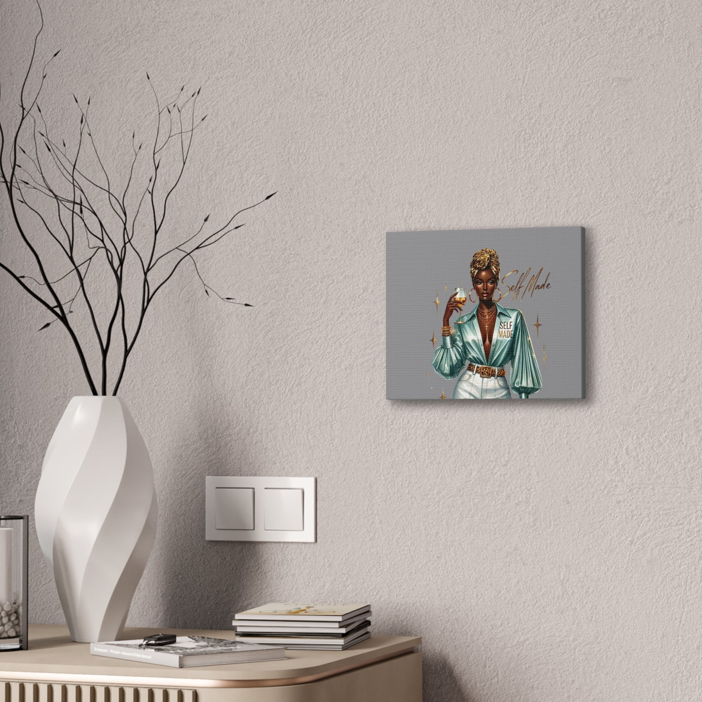 Stylish Canvas Art - Self Made Glam Decor, Wall Art, Inspirational Decor, Black Girl Magic, Unique Home Decor