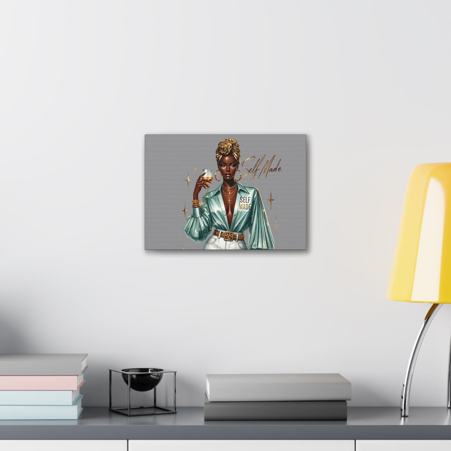 Stylish Canvas Art - Self Made Glam Decor, Wall Art, Inspirational Decor, Black Girl Magic, Unique Home Decor