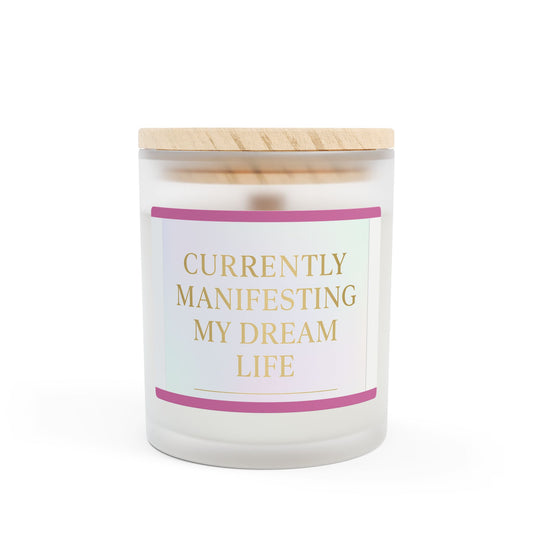 Manifesting Dreams Candle | Frosted Glass Home Decor | Self-Care, Gifts for Her, Positive Vibes, Relaxation