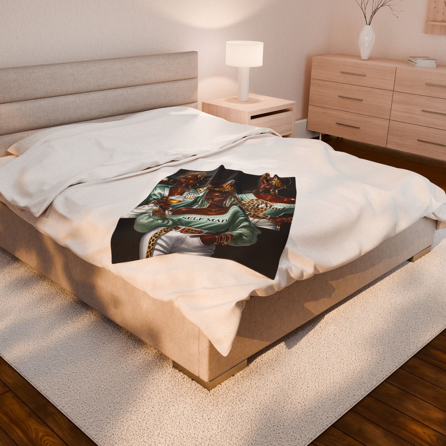 Chic Self-Made Velveteen Plush Blanket for Cozy Nights, Inspirational Decor, Gift for Her, Sofa Throw, Empowerment