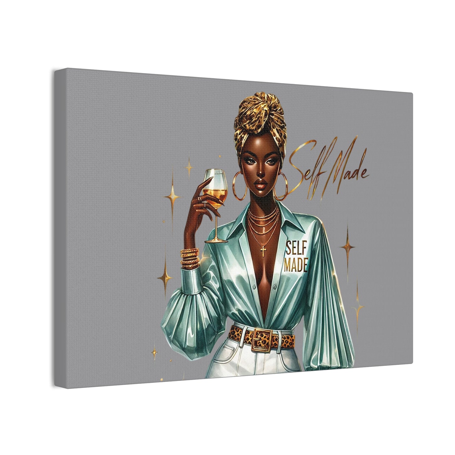 Stylish Canvas Art - Self Made Glam Decor, Wall Art, Inspirational Decor, Black Girl Magic, Unique Home Decor