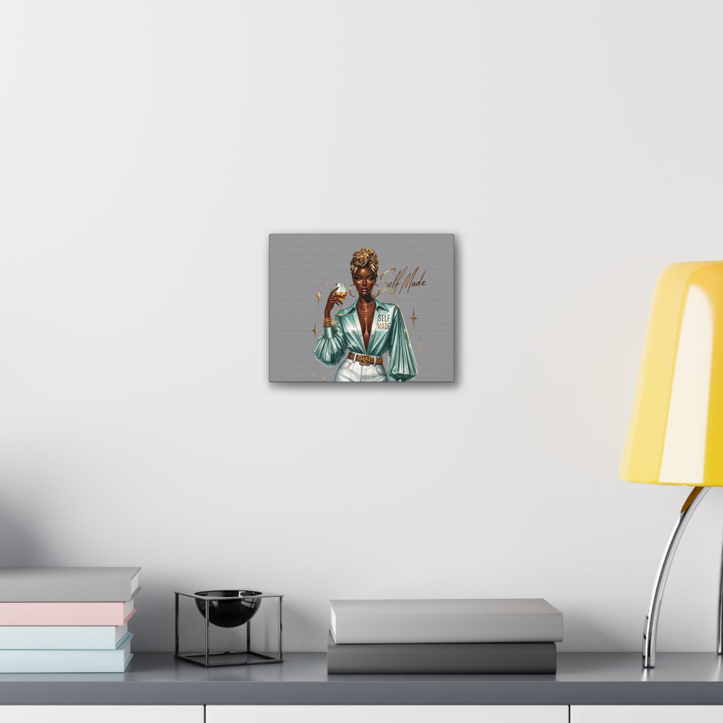 Stylish Canvas Art - Self Made Glam Decor, Wall Art, Inspirational Decor, Black Girl Magic, Unique Home Decor