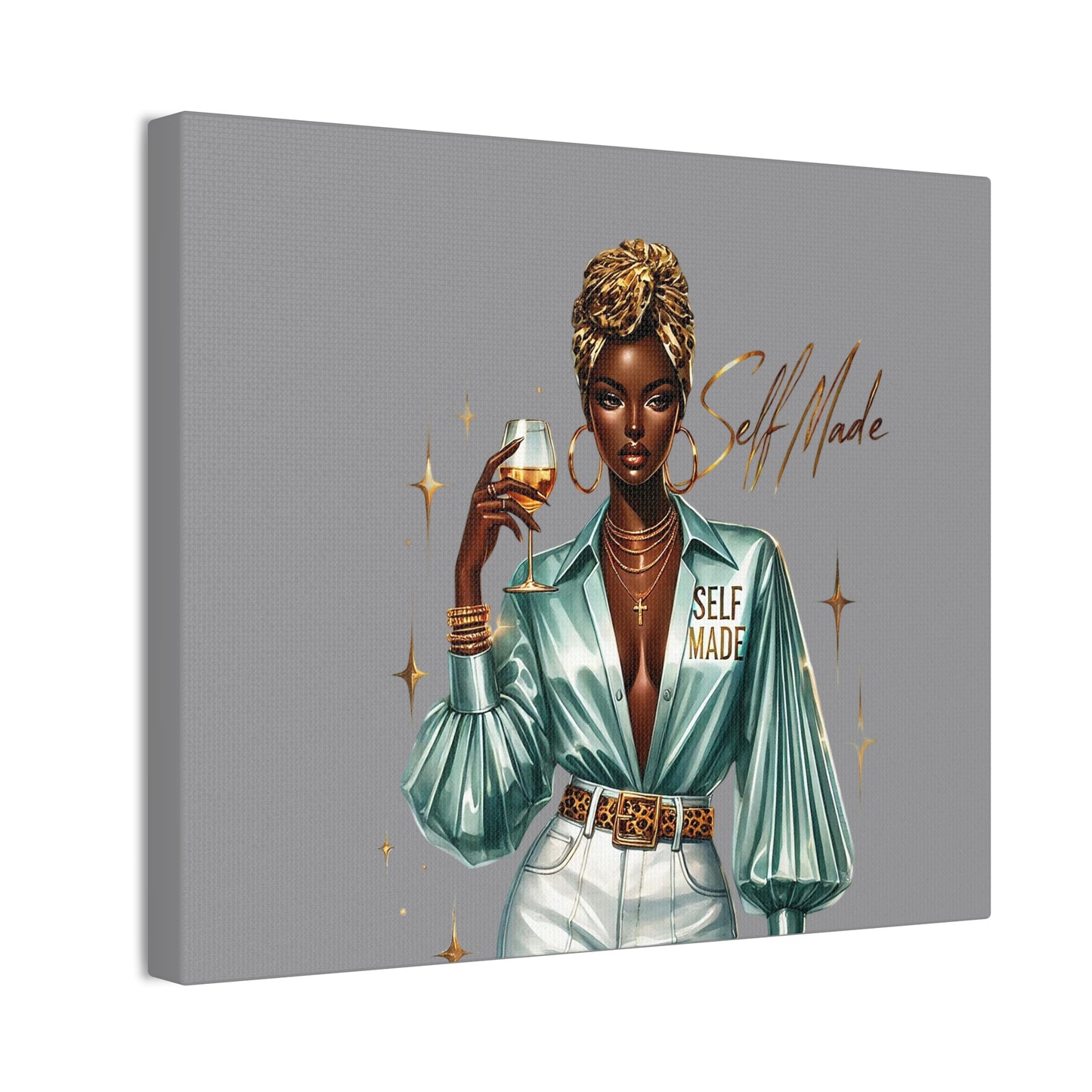 Stylish Canvas Art - Self Made Glam Decor, Wall Art, Inspirational Decor, Black Girl Magic, Unique Home Decor