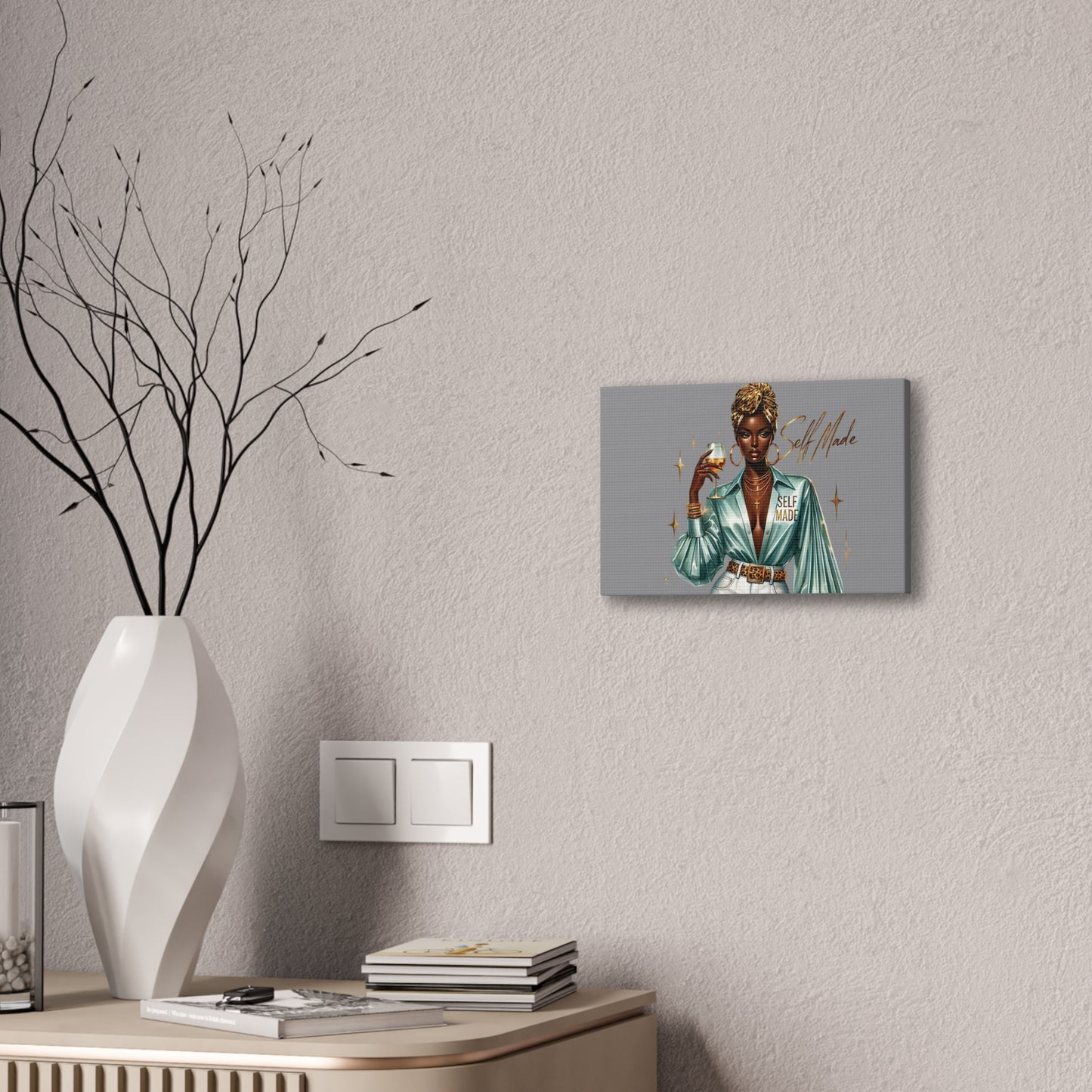Stylish Canvas Art - Self Made Glam Decor, Wall Art, Inspirational Decor, Black Girl Magic, Unique Home Decor