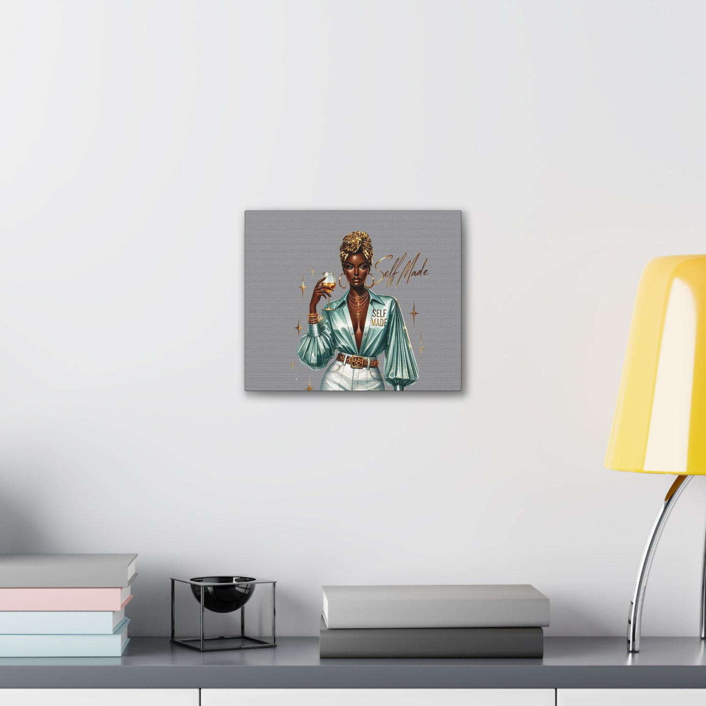 Stylish Canvas Art - Self Made Glam Decor, Wall Art, Inspirational Decor, Black Girl Magic, Unique Home Decor