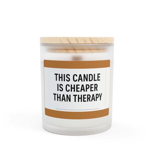 Cheaper Than Therapy Candle | Frosted Glass Candle | Relaxation Gift | Home Decor Accent | Self-Care Candle | Stress Relief