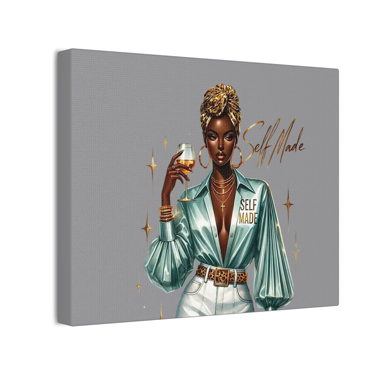 Stylish Canvas Art - Self Made Glam Decor, Wall Art, Inspirational Decor, Black Girl Magic, Unique Home Decor
